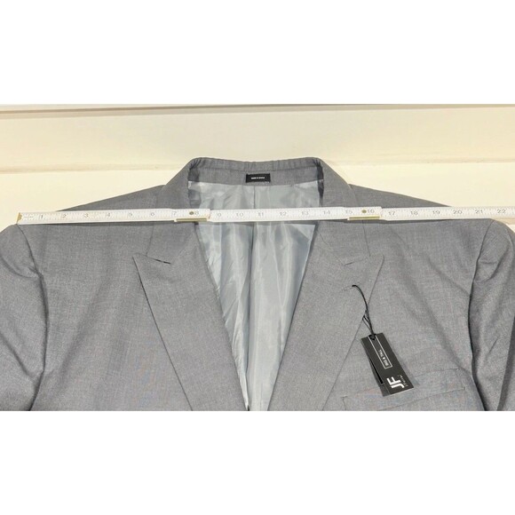 JF J Ferrar Suit Jacket Mens 54X BGLG Gray Sharkskin 2 Button Front Peak Lapel - Picture 15 of 16